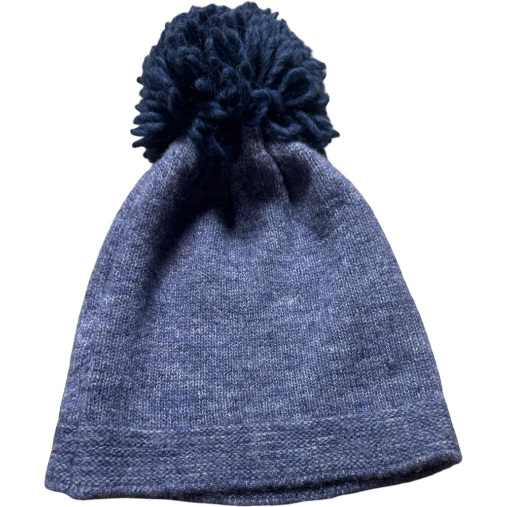Fratelli Talli Beanie Hat Womens OS Purple Blue NWT Wool Blend Pom Pom Italy